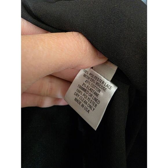 LELA ROSE Black Woven Lace Panel Short Sleeve Godet Hem A-Line Dress 10 - Picture 3 of 10